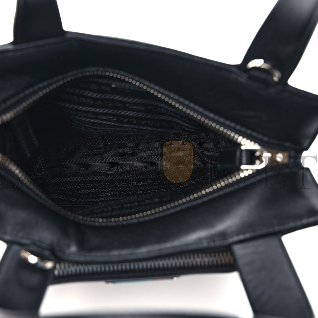 PRADA VITELLO DAINO MINI POCKET TOTE BLACK (19*17*10cm) PRADA VITELLO DAINO MINI POCKET TOTE BLACK (19*17*10cm)