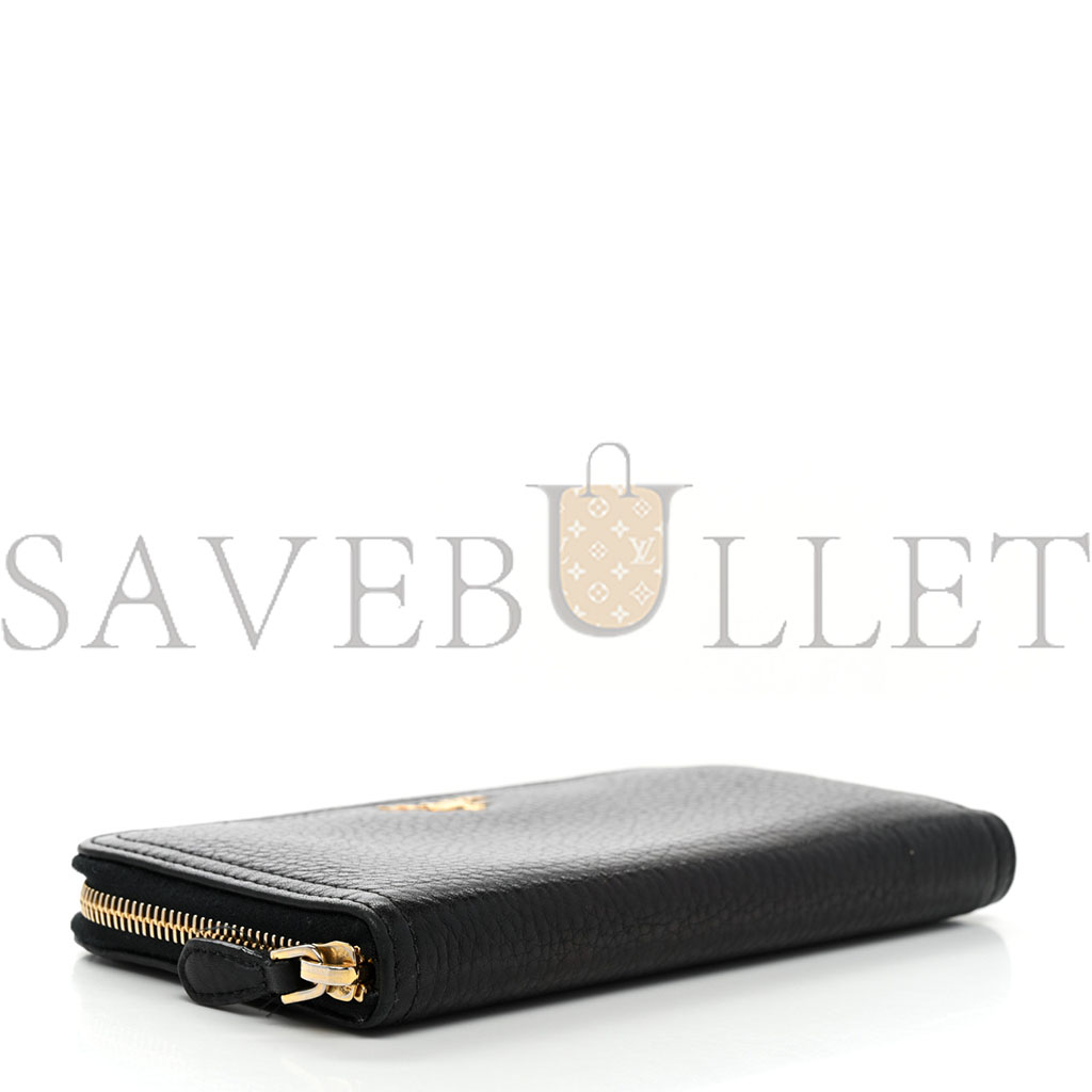 PRADA VITELLO DAINO ZIP AROUND WALLET BLACK (18*11*3cm) PRADA VITELLO DAINO ZIP AROUND WALLET BLACK (18*11*3cm)