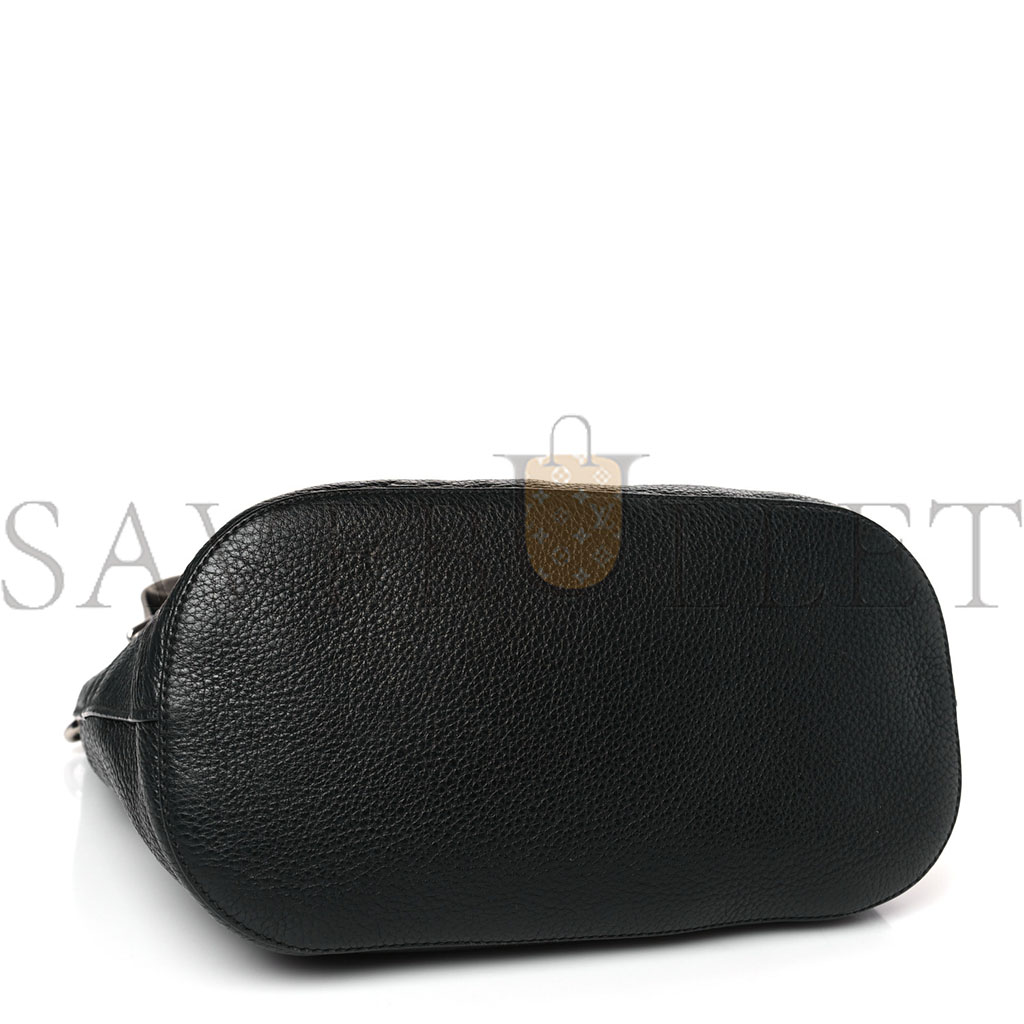 PRADA VITELLO PHENIX LOGO HOBO BLACK (30*27*13cm) PRADA VITELLO PHENIX LOGO HOBO BLACK (30*27*13cm)
