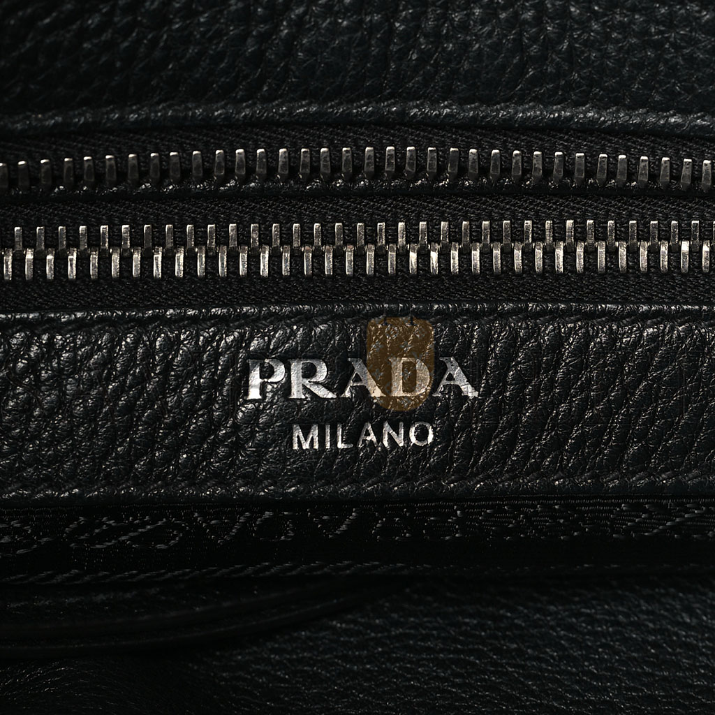 PRADA VITELLO PHENIX LOGO HOBO BLACK (30*27*13cm) PRADA VITELLO PHENIX LOGO HOBO BLACK (30*27*13cm)