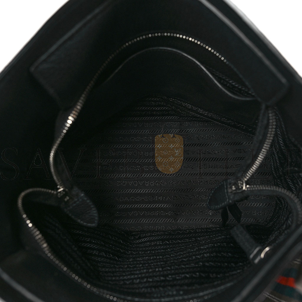 PRADA VITELLO PHENIX LOGO HOBO BLACK (30*27*13cm) PRADA VITELLO PHENIX LOGO HOBO BLACK (30*27*13cm)