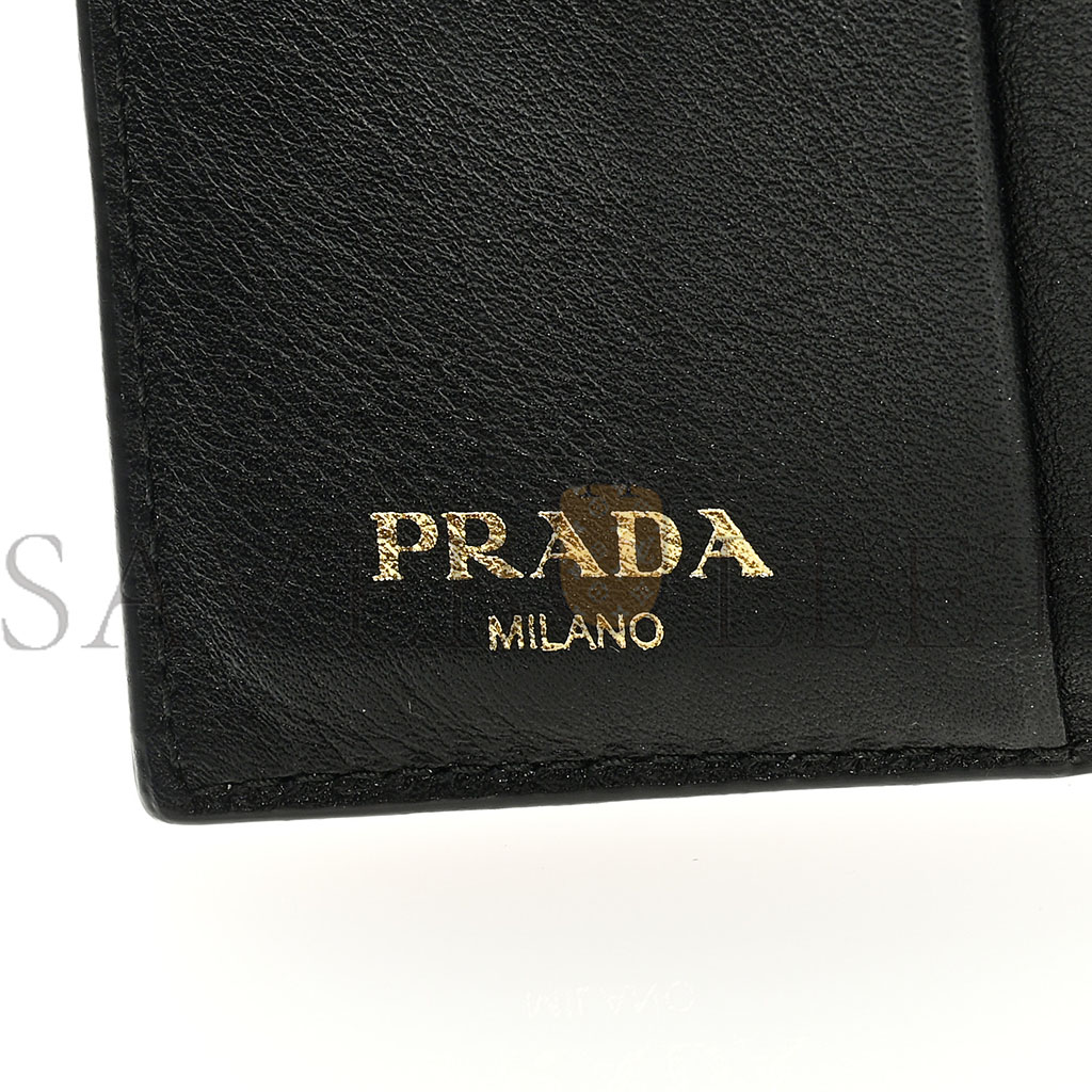 PRADA VITELLO MOVE TRI-FOLD COMPACT WALLET BLACK (11*10*1cm) PRADA VITELLO MOVE TRI-FOLD COMPACT WALLET BLACK (11*10*1cm)