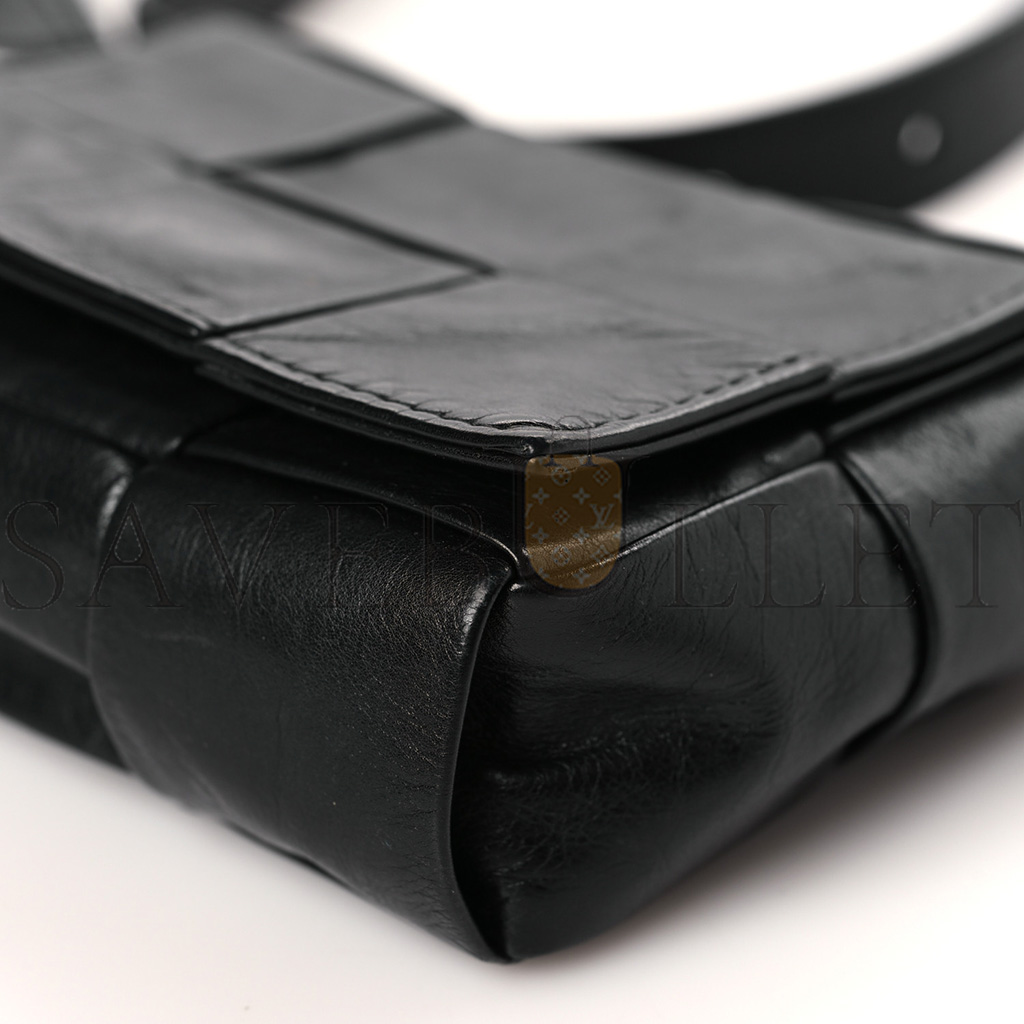 BOTTEGA VENETA PAPER CALFSKIN MAXI INTRECCIO EXTRA MINI CASSETTE CROSSBODY BAG BLACK (13*9*5cm) BOTTEGA VENETA PAPER CALFSKIN MAXI INTRECCIO EXTRA MINI CASSETTE CROSSBODY BAG BLACK (13*9*5cm)