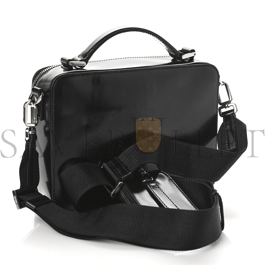 PRADA BRUSHED CALFSKIN MENS MEDIUM BRIQUE CROSSBODY BAG BLACK (22*17*6cm) PRADA BRUSHED CALFSKIN MENS MEDIUM BRIQUE CROSSBODY BAG BLACK (22*17*6cm)