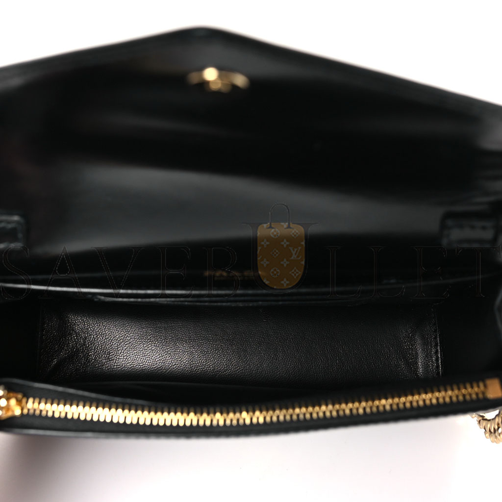 PRADA BRUSHED CALFSKIN ENVELOPE CHAIN CROSSBODY FLAP BLACK (19*13*5cm) PRADA BRUSHED CALFSKIN ENVELOPE CHAIN CROSSBODY FLAP BLACK (19*13*5cm)