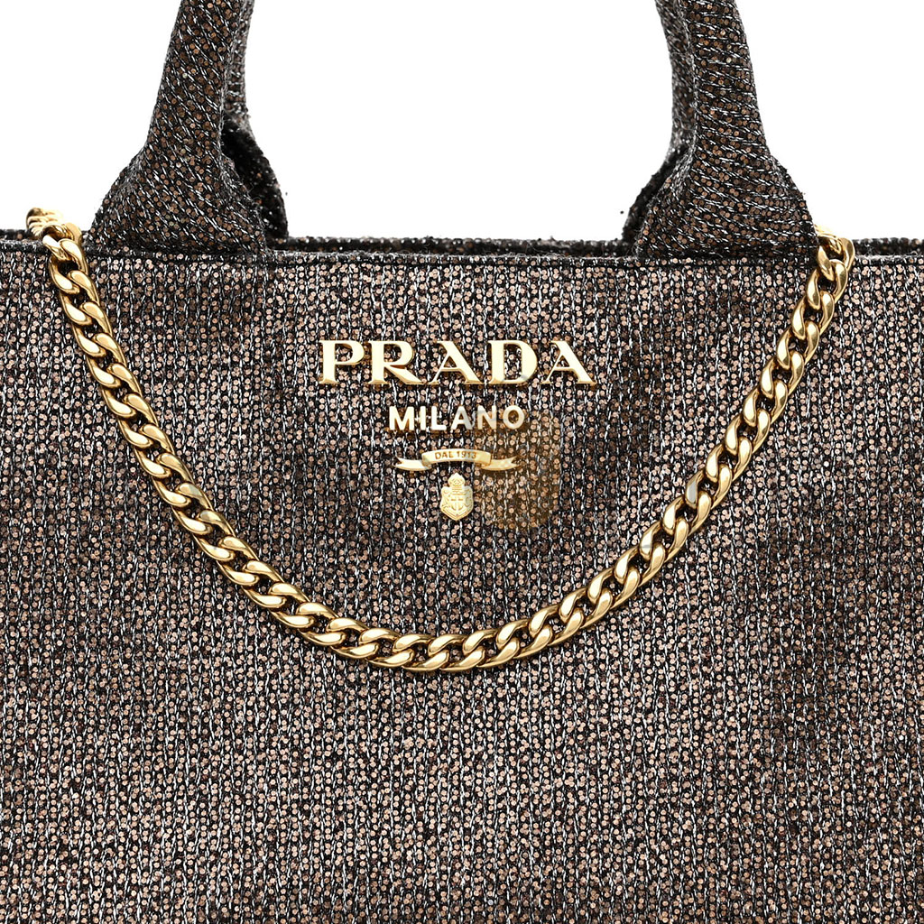 PRADA BROCCATO CHAIN TOTE CAFFÉ (22*15*14cm) PRADA BROCCATO CHAIN TOTE CAFFÉ (22*15*14cm)