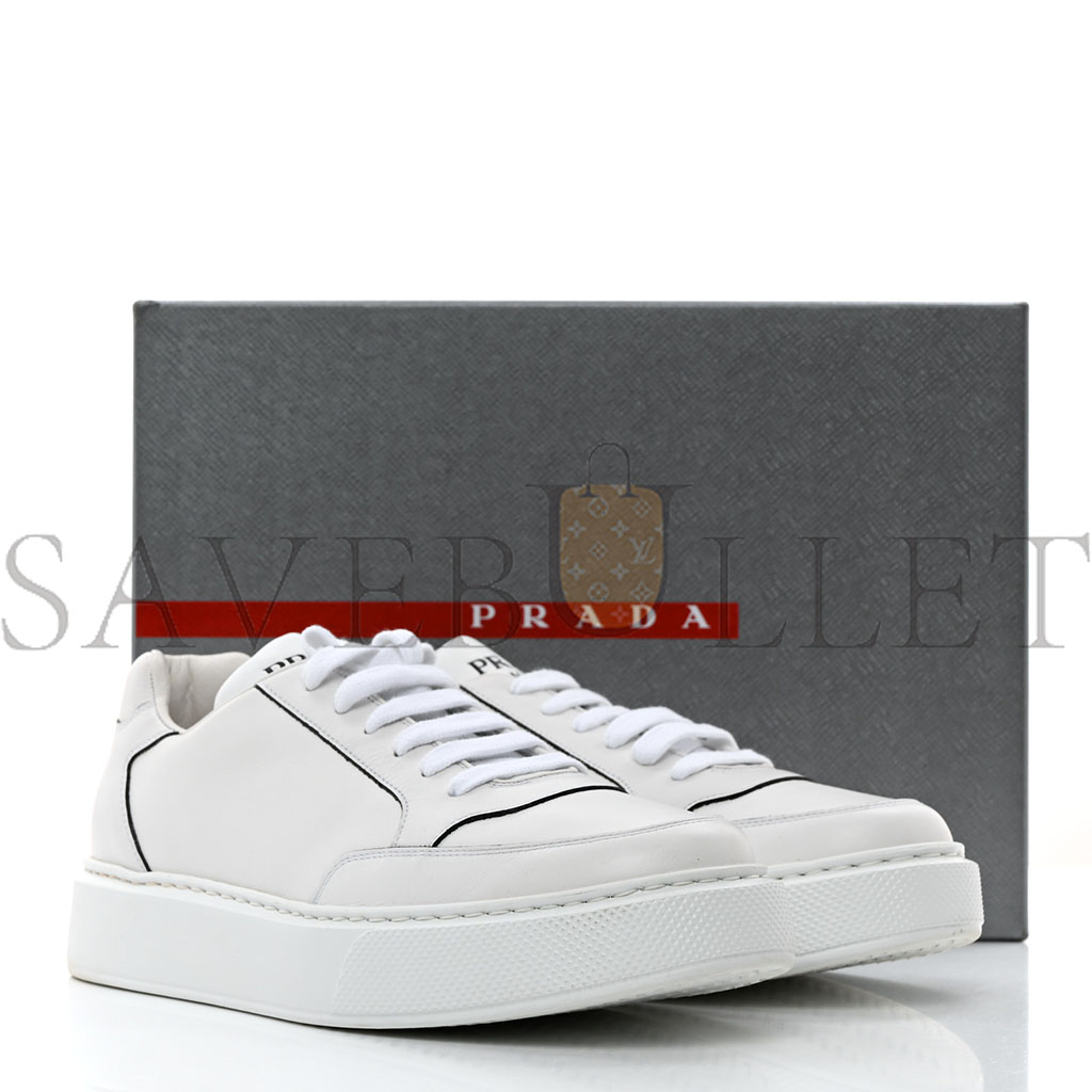 PRADA CALFSKIN MENS MONTANA LOW TOP SNEAKERS 7 WHITE PRADA CALFSKIN MENS MONTANA LOW TOP SNEAKERS 7 WHITE