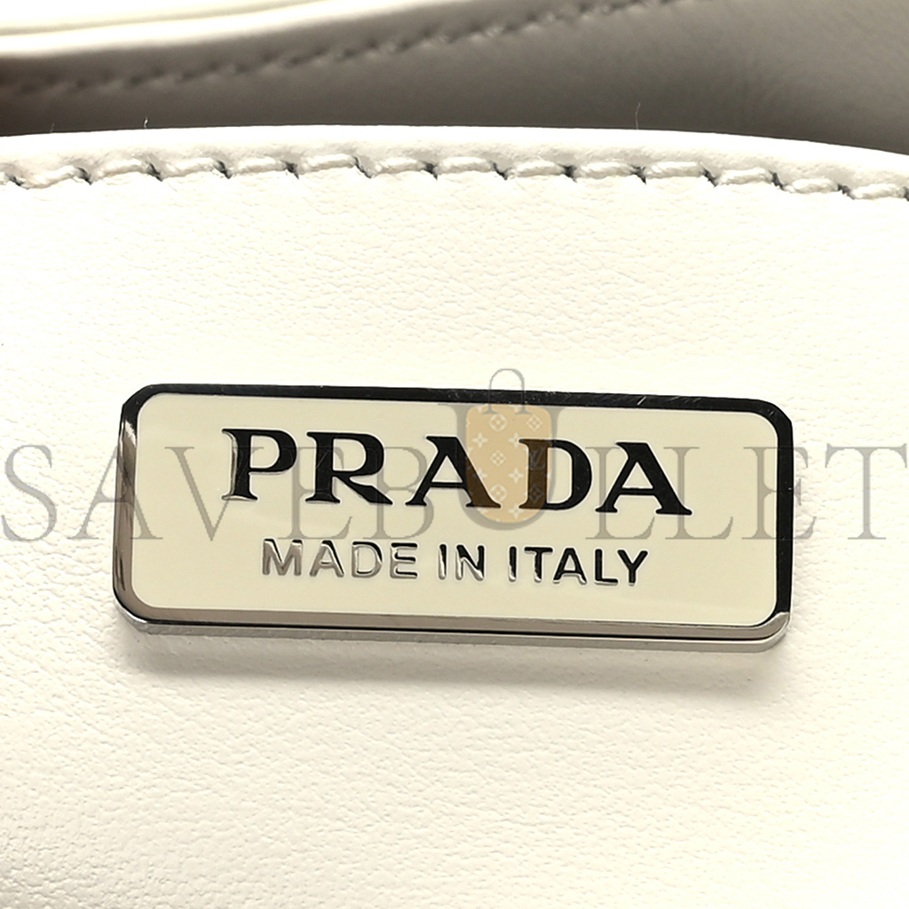PRADA BRUSHED CALFSKIN CLEO ADJUSTABLE STRAP SHOULDER BAG WHITE (28*23*5cm) PRADA BRUSHED CALFSKIN CLEO ADJUSTABLE STRAP SHOULDER BAG WHITE (28*23*5cm)