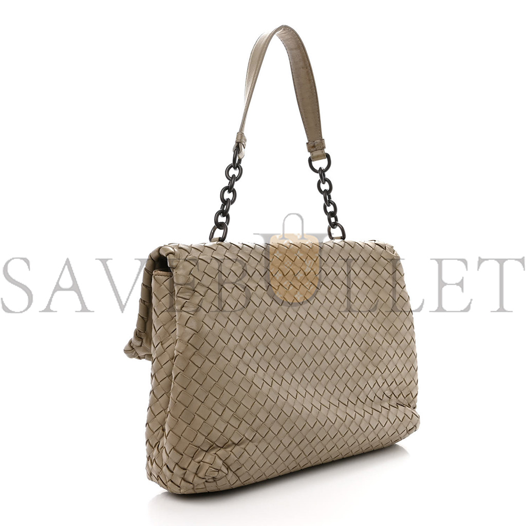 BOTTEGA VENETA NAPPA INTRECCIATO OLIMPIA SHOULDER BAG LIMESTONE (28*19*10cm) BOTTEGA VENETA NAPPA INTRECCIATO OLIMPIA SHOULDER BAG LIMESTONE (28*19*10cm)