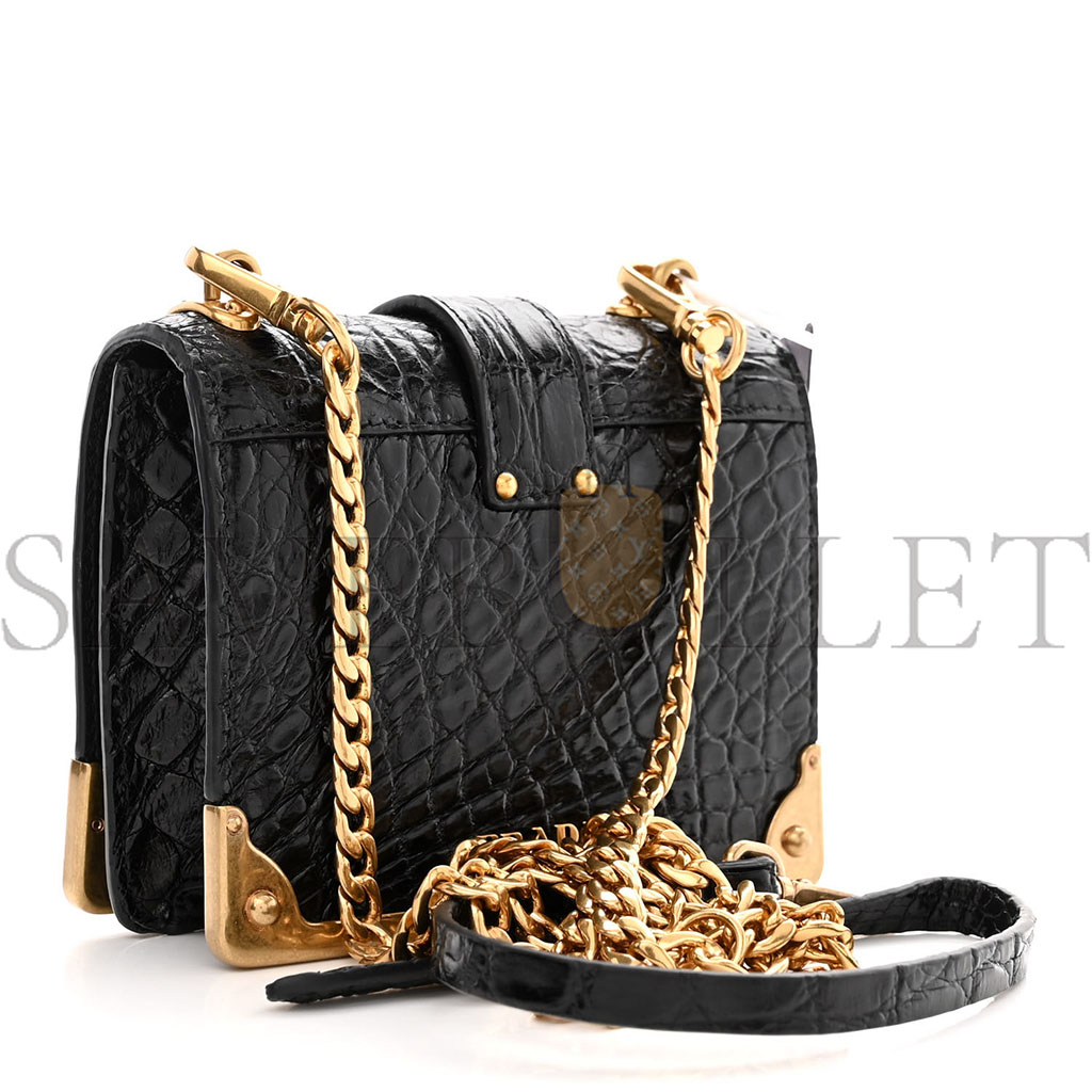 PRADA CROCODILE MICRO CAHIER BAG BLACK (10*9*5cm) PRADA CROCODILE MICRO CAHIER BAG BLACK (10*9*5cm)