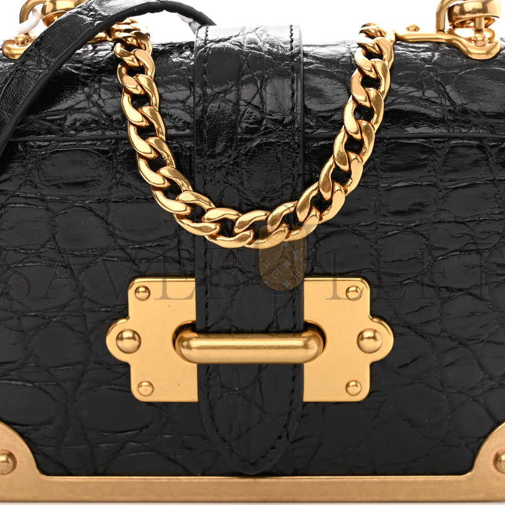 PRADA CROCODILE MICRO CAHIER BAG BLACK (10*9*5cm) PRADA CROCODILE MICRO CAHIER BAG BLACK (10*9*5cm)