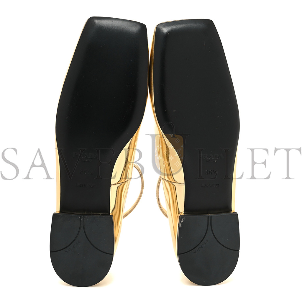 PRADA METALLIC CALFSKIN METAL TRIANGLE LOGO ANKLE STRAP BALLERINAS 36.5 PLATINO PRADA METALLIC CALFSKIN METAL TRIANGLE LOGO ANKLE STRAP BALLERINAS 36.5 PLATINO