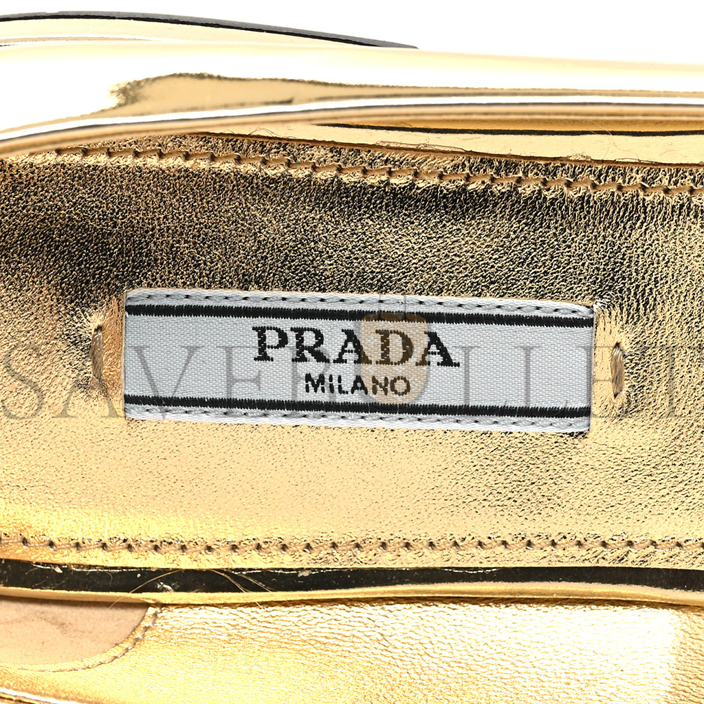 PRADA METALLIC CALFSKIN METAL TRIANGLE LOGO ANKLE STRAP BALLERINAS 36.5 PLATINO PRADA METALLIC CALFSKIN METAL TRIANGLE LOGO ANKLE STRAP BALLERINAS 36.5 PLATINO