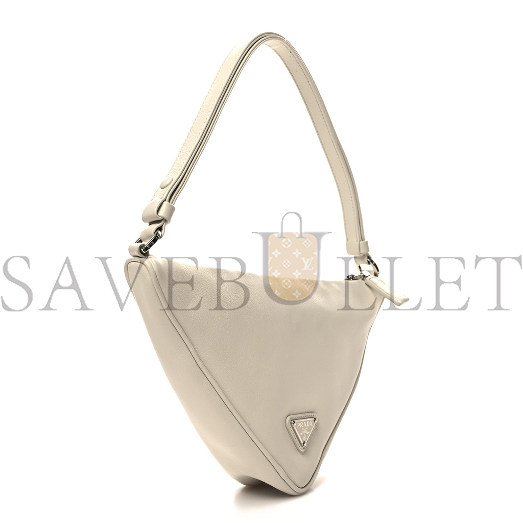 PRADA GRACE LUX TRIANGLE POUCH WHITE (26*14*8cm) PRADA GRACE LUX TRIANGLE POUCH WHITE (26*14*8cm)