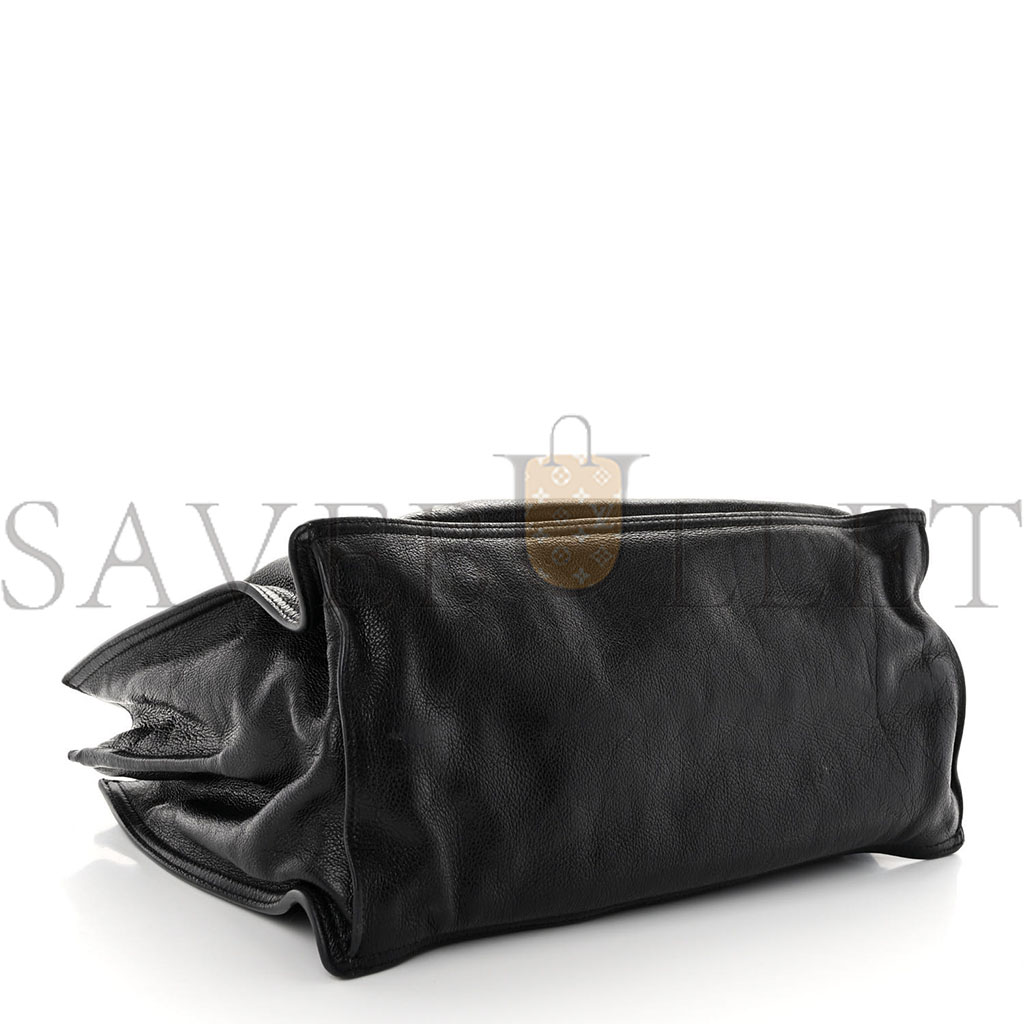 PRADA GLACE CALFSKIN ETIQUETTE SHOPPING BAG BLACK ASTRALE (33*22*16cm) PRADA GLACE CALFSKIN ETIQUETTE SHOPPING BAG BLACK ASTRALE (33*22*16cm)