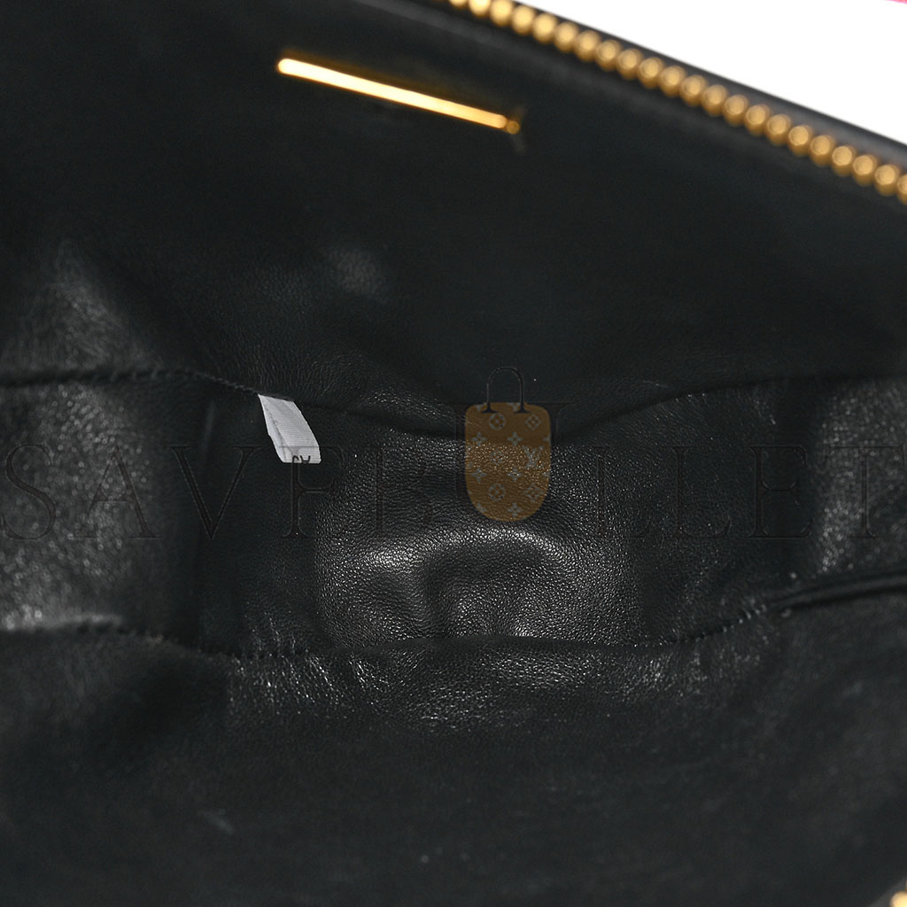 PRADA JACQUARD TRIANGOLO SYMBOLE EMBROIDERED MINI TRIANGLE SHOULDER BAG BLACK CILIEGIA (28*15*6cm) PRADA JACQUARD TRIANGOLO SYMBOLE EMBROIDERED MINI TRIANGLE SHOULDER BAG BLACK CILIEGIA (28*15*6cm)