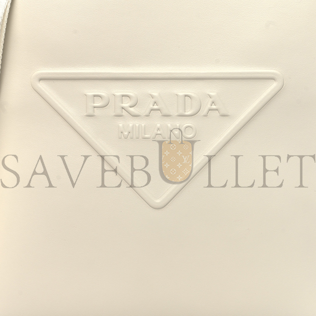 PRADA CALFSKIN TRIANGLE TOTE BAG WHITE (25*23*9cm) PRADA CALFSKIN TRIANGLE TOTE BAG WHITE (25*23*9cm)