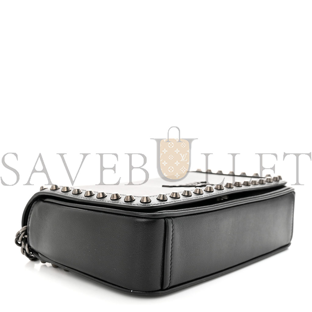 PRADA GLACE CALFSKIN STUDDED CROSSBODY BLACK (22*15*6cm) PRADA GLACE CALFSKIN STUDDED CROSSBODY BLACK (22*15*6cm)