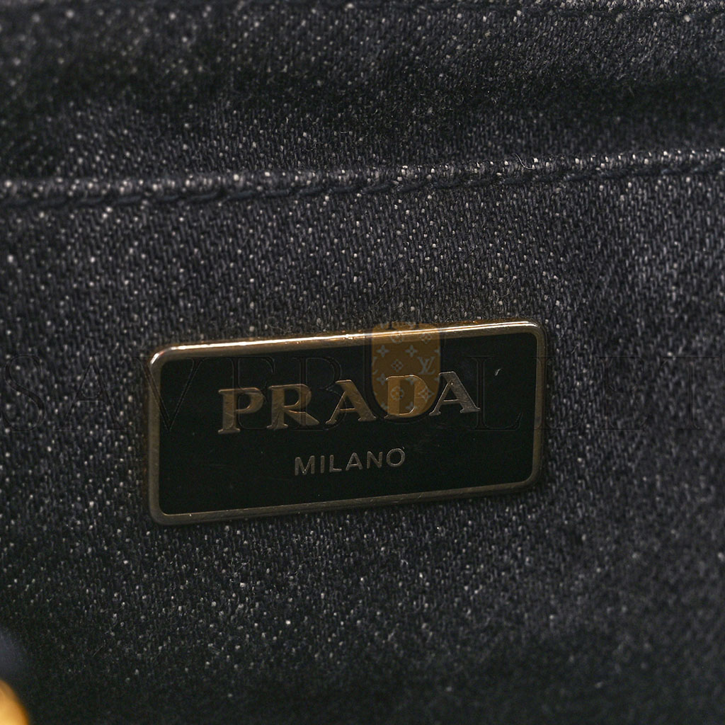 PRADA DENIM SMALL CANAPA LOGO TOTE BLACK (27*20*14cm) PRADA DENIM SMALL CANAPA LOGO TOTE BLACK (27*20*14cm)