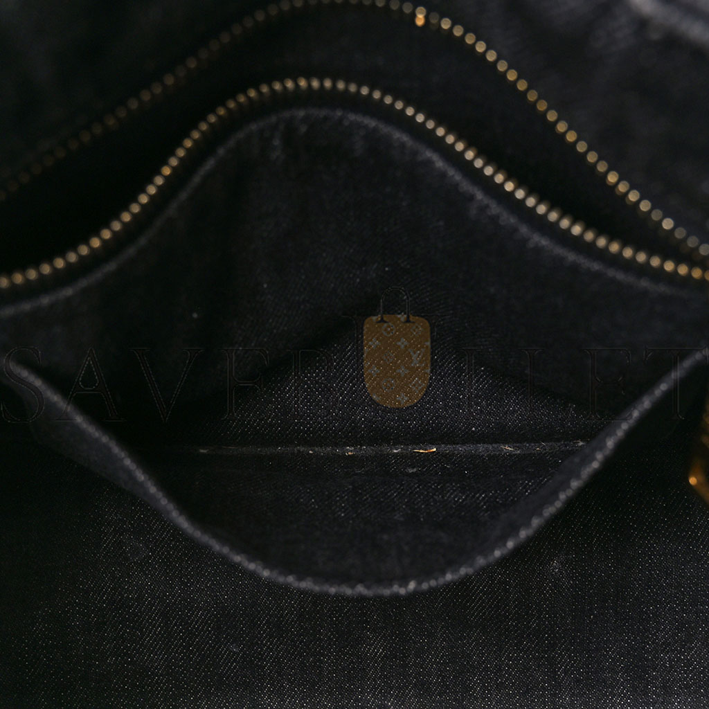 PRADA DENIM SMALL CANAPA LOGO TOTE BLACK (27*20*14cm) PRADA DENIM SMALL CANAPA LOGO TOTE BLACK (27*20*14cm)