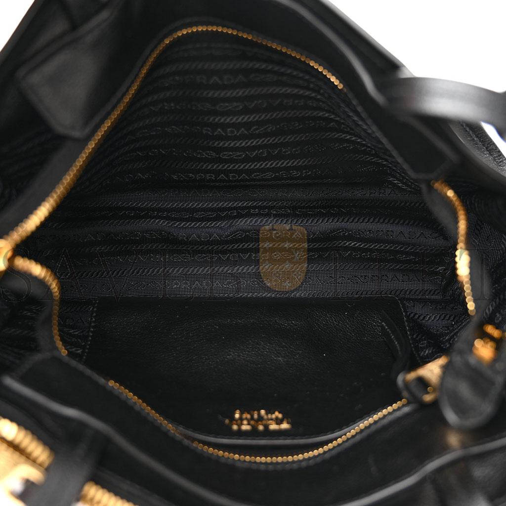 PRADA GLACE CALFSKIN TOTE BLACK (35*27*14cm) PRADA GLACE CALFSKIN TOTE BLACK (35*27*14cm)