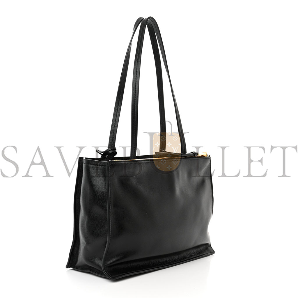 PRADA GLACE CALFSKIN TOTE BLACK (35*27*14cm) PRADA GLACE CALFSKIN TOTE BLACK (35*27*14cm)