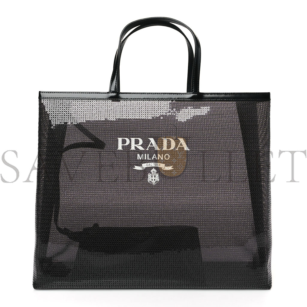 PRADA MESH SEQUIN SPAZZOLATO LOGO TOTE BLACK (36*30*9cm) PRADA MESH SEQUIN SPAZZOLATO LOGO TOTE BLACK (36*30*9cm)