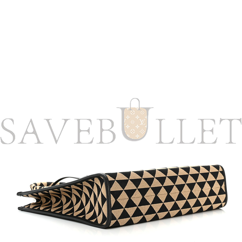 PRADA JACQUARD SAFFIANO TRIANGOLO SYMBOLE EMBROIDERED LARGE TOTE BLACK CORDA (39*31*10cm) PRADA JACQUARD SAFFIANO TRIANGOLO SYMBOLE EMBROIDERED LARGE TOTE BLACK CORDA (39*31*10cm)