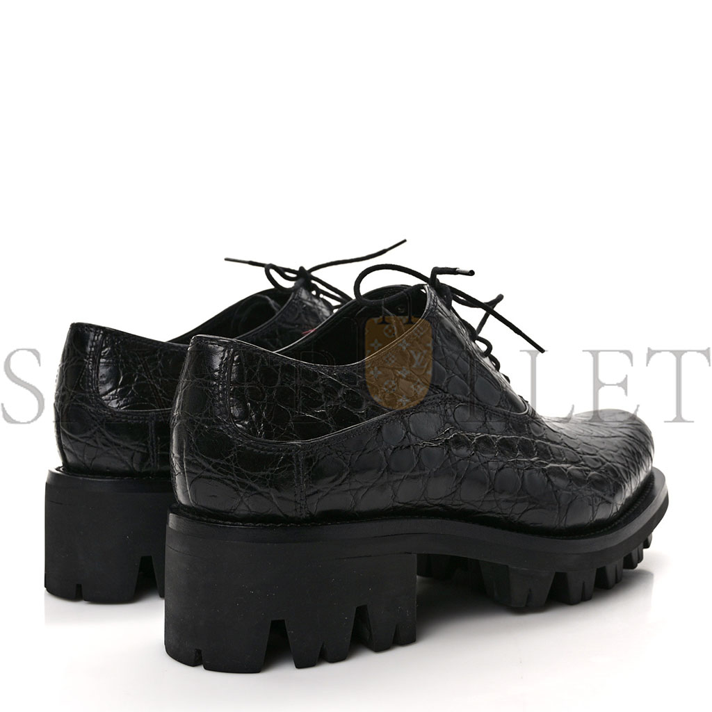 PRADA CROCODILE LACE UP 50MM LOAFERS 39 BLACK PRADA CROCODILE LACE UP 50MM LOAFERS 39 BLACK
