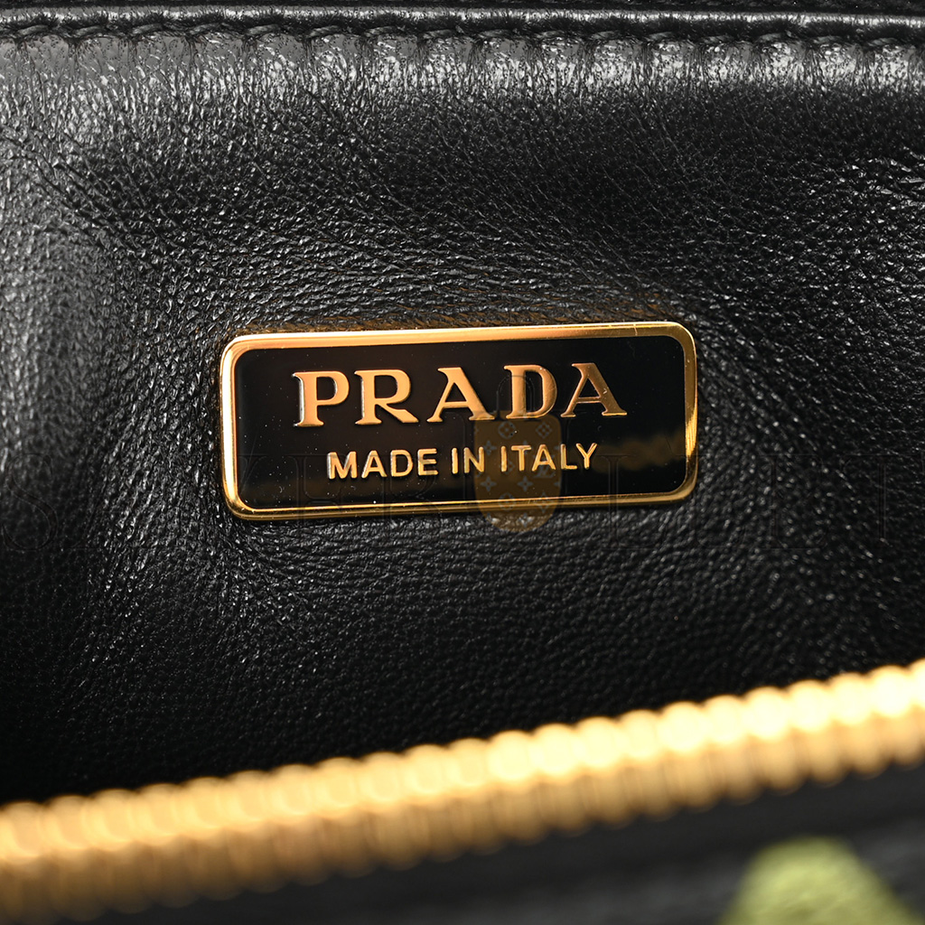 PRADA JACQUARD TRIANGOLO SYMBOLE EMBROIDERED MINI TRIANGLE SHOULDER BAG BLACK EDERA (27*15*5cm) PRADA JACQUARD TRIANGOLO SYMBOLE EMBROIDERED MINI TRIANGLE SHOULDER BAG BLACK EDERA (27*15*5cm)