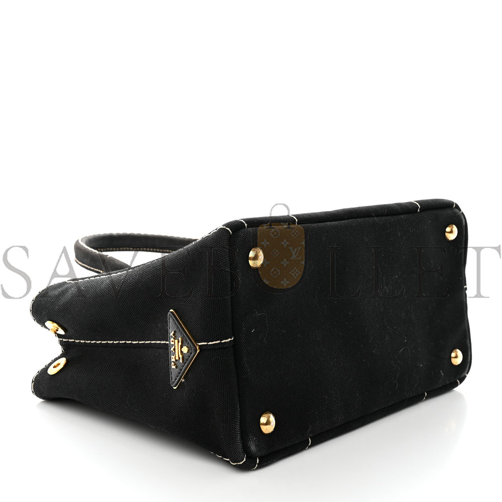 PRADA CANAPA SMALL LOGO TOTE BLACK TALCO (27*20*15cm) PRADA CANAPA SMALL LOGO TOTE BLACK TALCO (27*20*15cm)