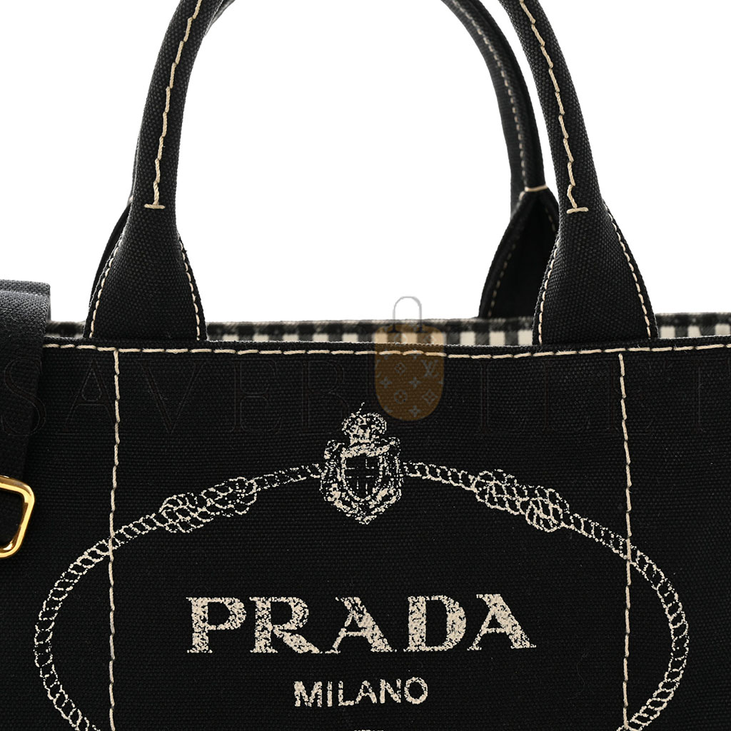 PRADA CANAPA SMALL LOGO TOTE BLACK TALCO (27*20*15cm) PRADA CANAPA SMALL LOGO TOTE BLACK TALCO (27*20*15cm)