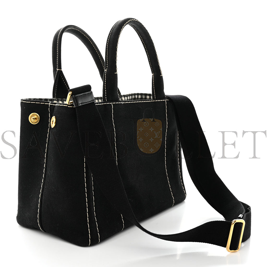 PRADA CANAPA SMALL LOGO TOTE BLACK TALCO (27*20*15cm) PRADA CANAPA SMALL LOGO TOTE BLACK TALCO (27*20*15cm)