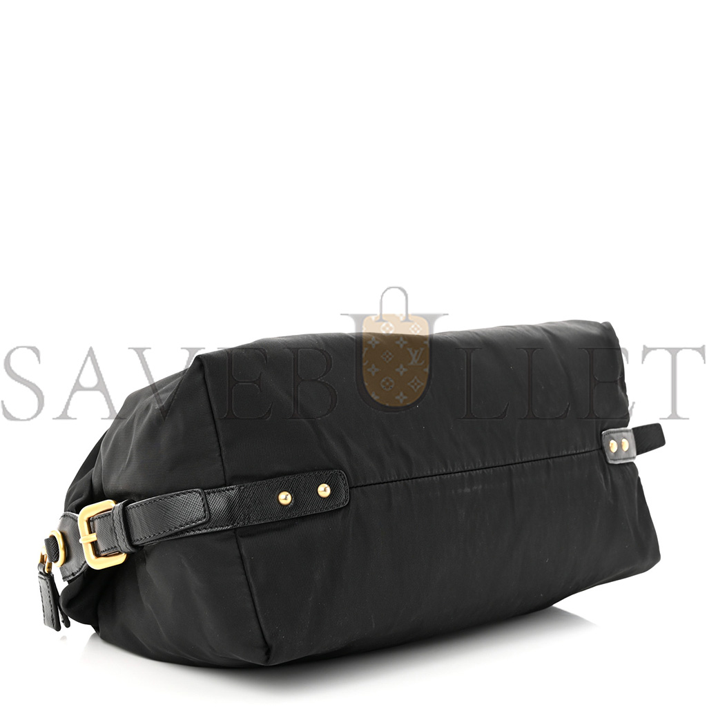 PRADA NYLON ANIMALIER BOSTON BAG BLACK (33*20*15cm) PRADA NYLON ANIMALIER BOSTON BAG BLACK (33*20*15cm)