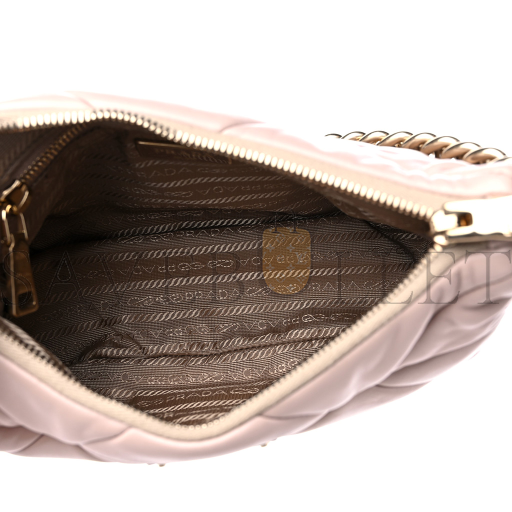 PRADA NAPPA NYLON QUILTED PATCHWORK SYSTEM SHOULDER BAG WATER LILY(25*15*8cm) PRADA NAPPA NYLON QUILTED PATCHWORK SYSTEM SHOULDER BAG WATER LILY(25*15*8cm)
