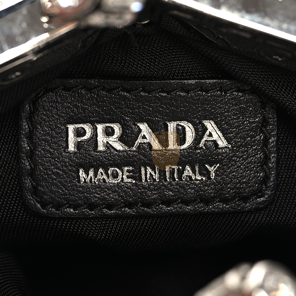 PRADA NYLON BEADED FRINGE FLAT CHAIN CLUTCH BLACK (20*11*1cm) PRADA NYLON BEADED FRINGE FLAT CHAIN CLUTCH BLACK (20*11*1cm)