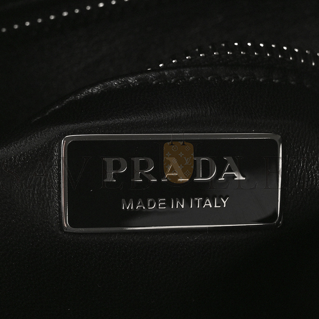 PRADA NAPPA MINI ANTIQUE ROSETTE FLOWER TOTE BAG BLACK (24*22*10cm) PRADA NAPPA MINI ANTIQUE ROSETTE FLOWER TOTE BAG BLACK (24*22*10cm)