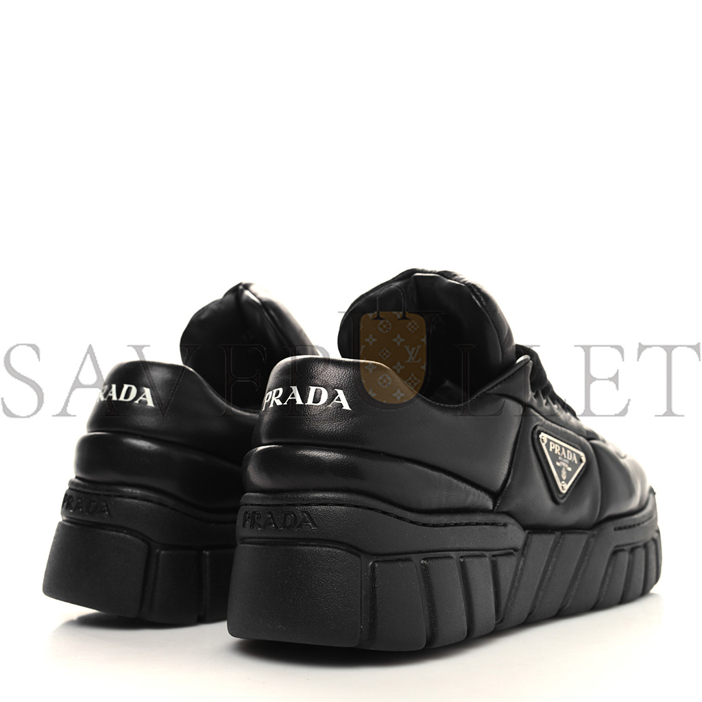 PRADA NAPPA SOFT METAL TRIANGLE LOGO WOMENS PADDED 30MM SNEAKERS 36.5 BLACK PRADA NAPPA SOFT METAL TRIANGLE LOGO WOMENS PADDED 30MM SNEAKERS 36.5 BLACK