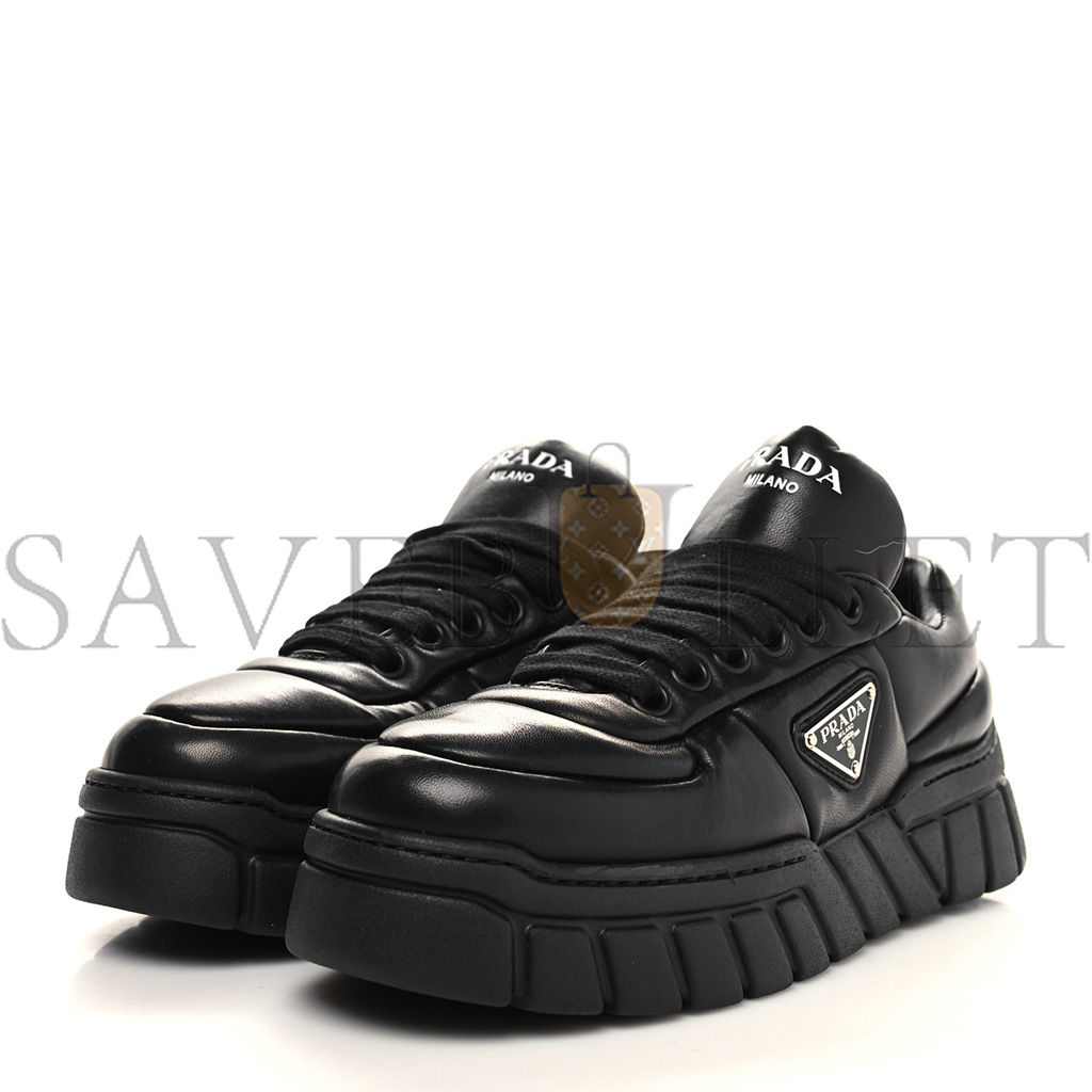 PRADA NAPPA SOFT METAL TRIANGLE LOGO WOMENS PADDED 30MM SNEAKERS 36.5 BLACK PRADA NAPPA SOFT METAL TRIANGLE LOGO WOMENS PADDED 30MM SNEAKERS 36.5 BLACK
