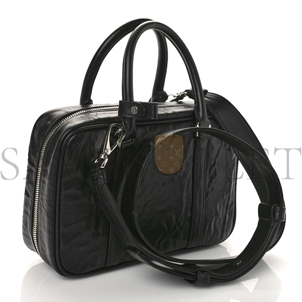 PRADA NAPPA ANTIQUE MEDIUM TOP HANDLE BAG BLACK (24*18*11cm) PRADA NAPPA ANTIQUE MEDIUM TOP HANDLE BAG BLACK (24*18*11cm)