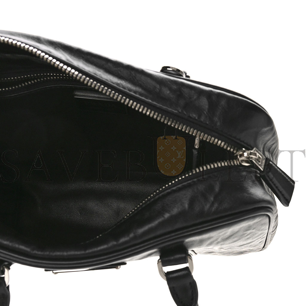 PRADA NAPPA ANTIQUE MEDIUM TOP HANDLE BAG BLACK (24*18*11cm) PRADA NAPPA ANTIQUE MEDIUM TOP HANDLE BAG BLACK (24*18*11cm)