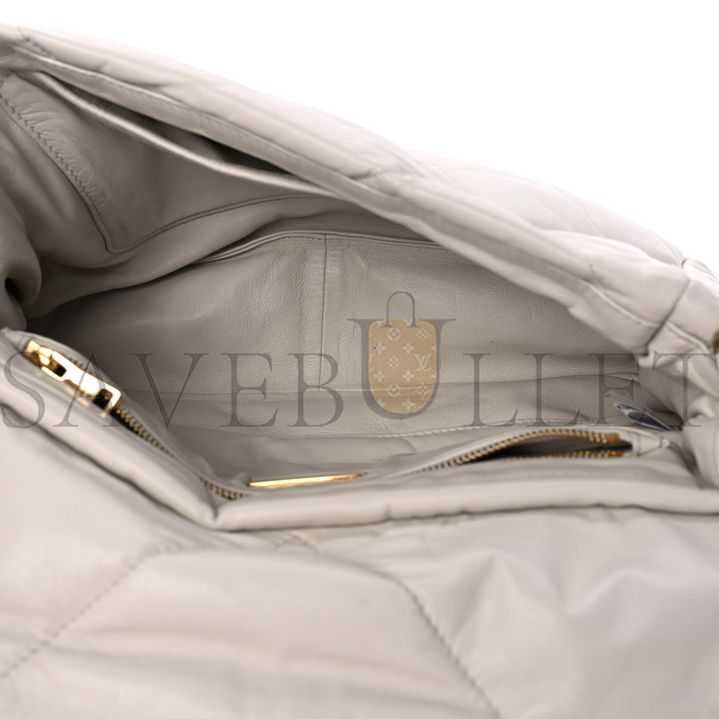 PRADA NAPPA PADDED SYSTEM PATCHWORK BAG WHITE (23*17*8cm) PRADA NAPPA PADDED SYSTEM PATCHWORK BAG WHITE (23*17*8cm)