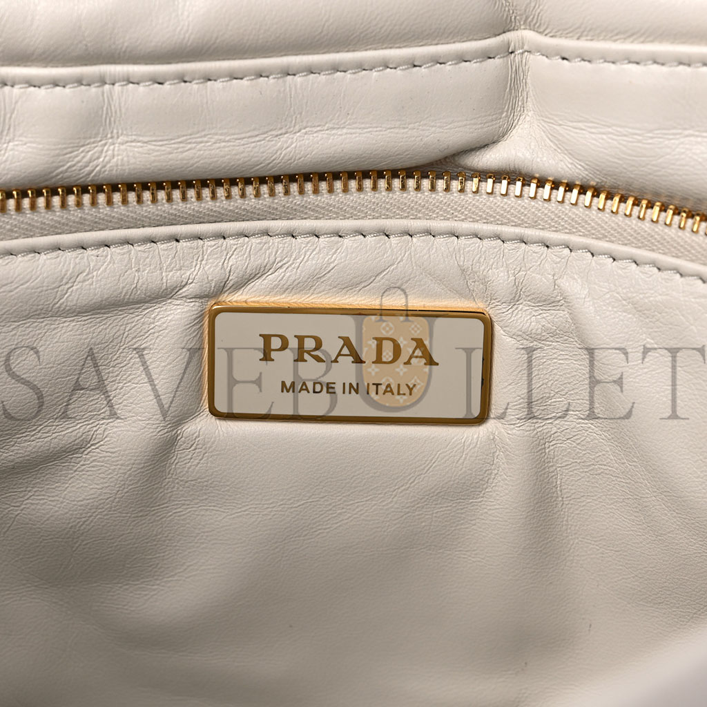 PRADA NAPPA PADDED SYSTEM PATCHWORK BAG WHITE (23*17*8cm) PRADA NAPPA PADDED SYSTEM PATCHWORK BAG WHITE (23*17*8cm)