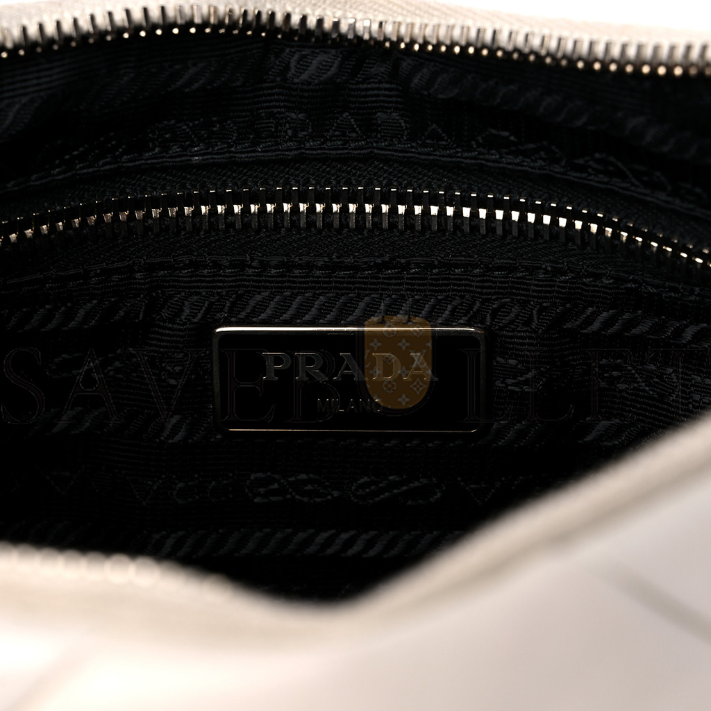 PRADA NAPPA NYLON QUILTED PATCHWORK SYSTEM FLAP BAG WHITE (20*15*8cm) PRADA NAPPA NYLON QUILTED PATCHWORK SYSTEM FLAP BAG WHITE (20*15*8cm)
