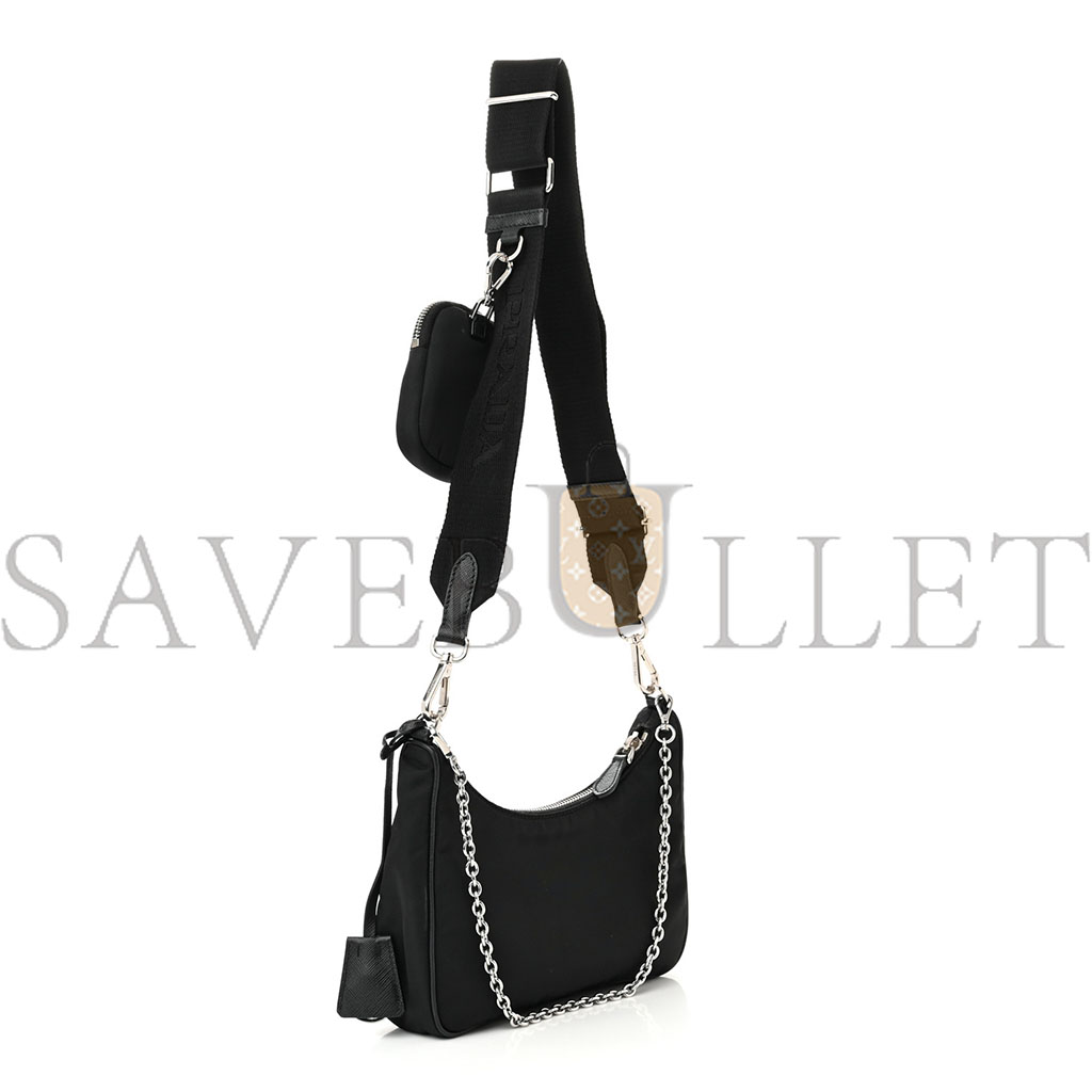 PRADA NYLON RE-EDITION 2005 SHOULDER BAG BLACK (22*18*6cm) PRADA NYLON RE-EDITION 2005 SHOULDER BAG BLACK (22*18*6cm)
