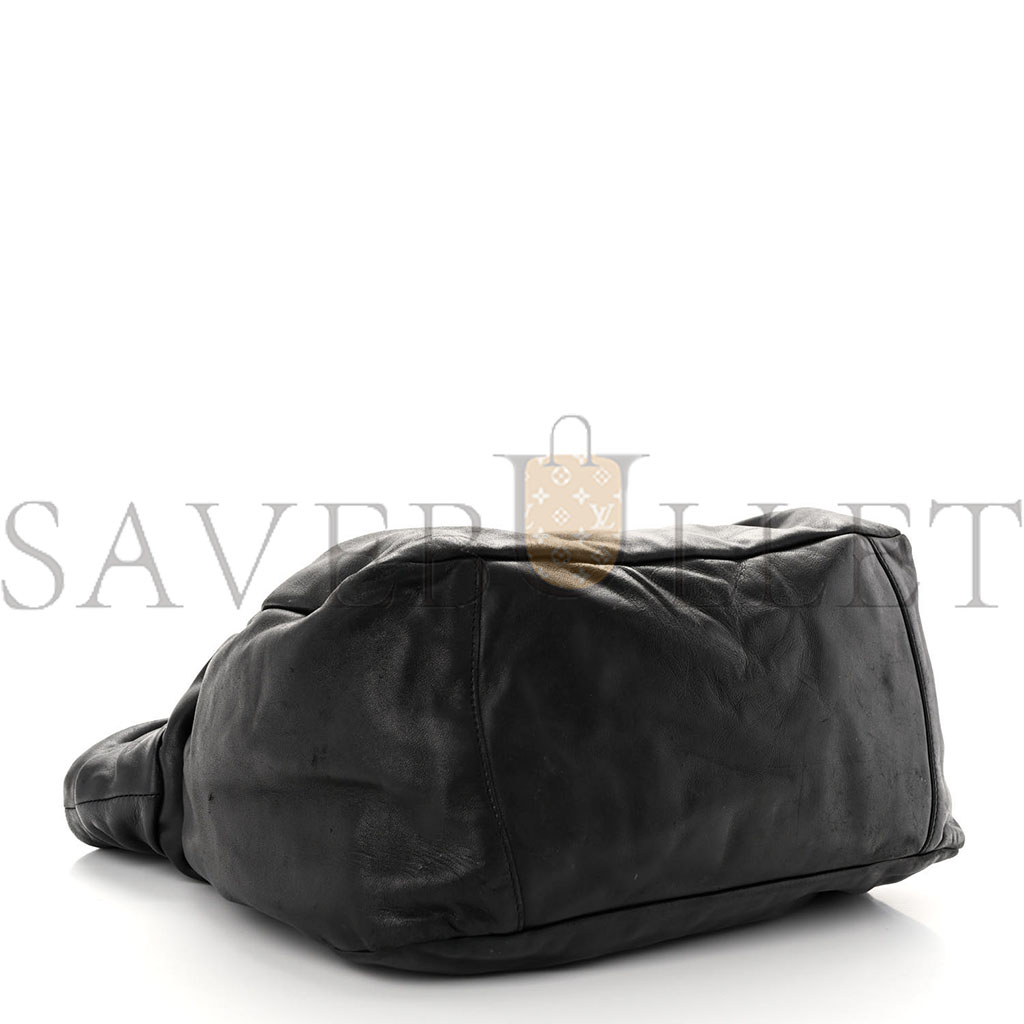 PRADA NAPPA FRILLS TOTE BLACK (39*32*15cm) PRADA NAPPA FRILLS TOTE BLACK (39*32*15cm)