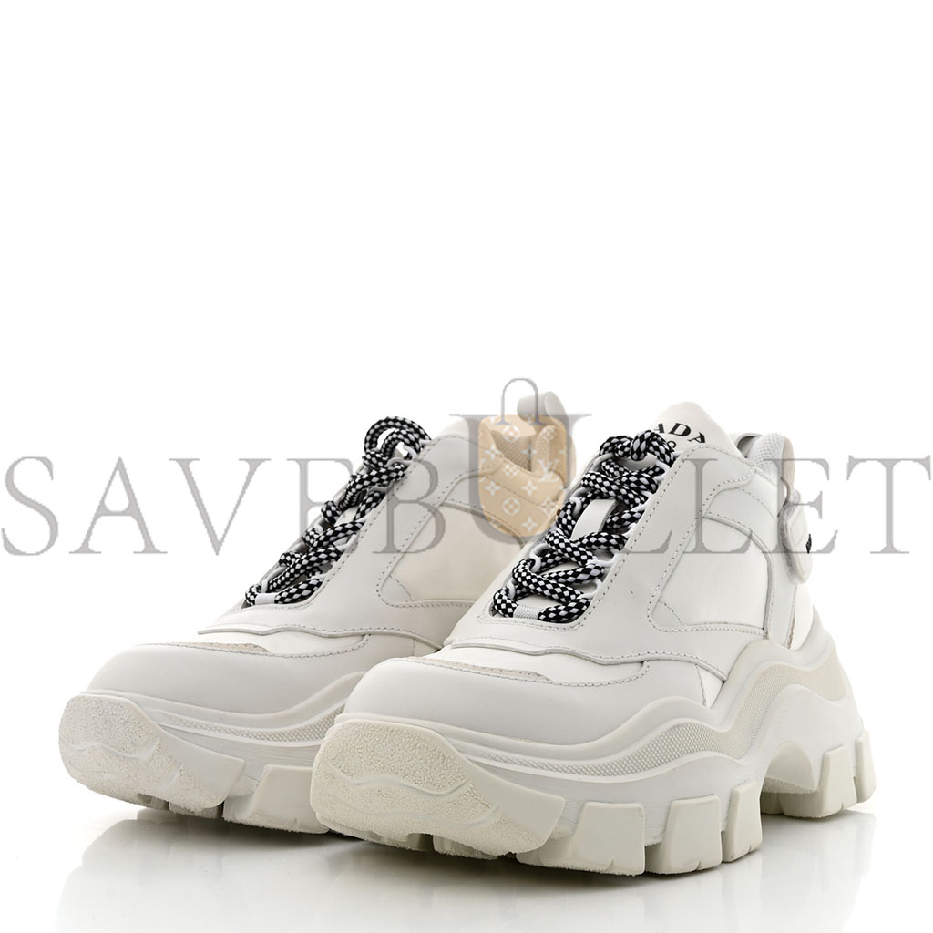 PRADA NYLON NEVADA CALFSKIN MENS PEGASSUS SNEAKERS 5 WHITE PRADA NYLON NEVADA CALFSKIN MENS PEGASSUS SNEAKERS 5 WHITE