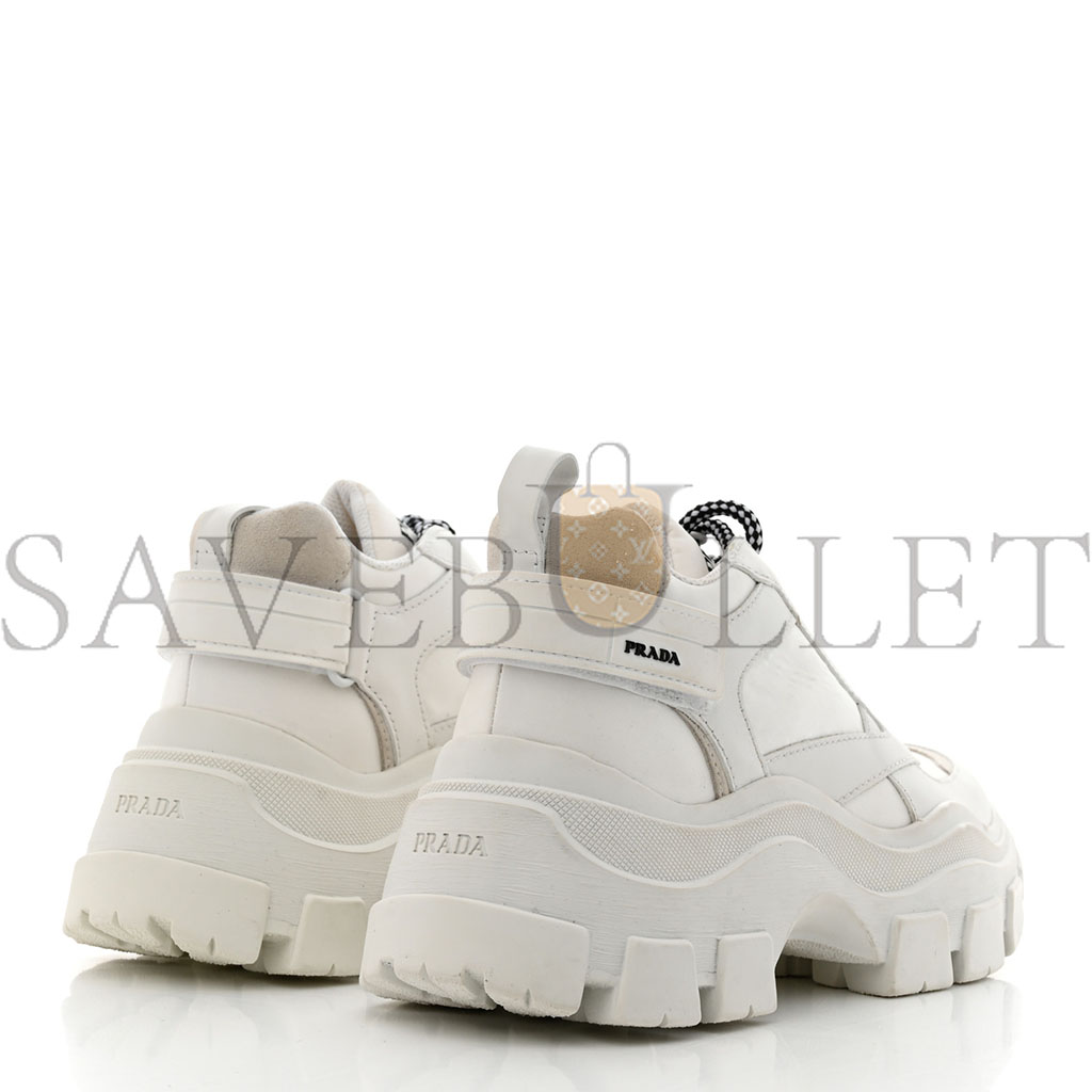 PRADA NYLON NEVADA CALFSKIN MENS PEGASSUS SNEAKERS 5 WHITE PRADA NYLON NEVADA CALFSKIN MENS PEGASSUS SNEAKERS 5 WHITE