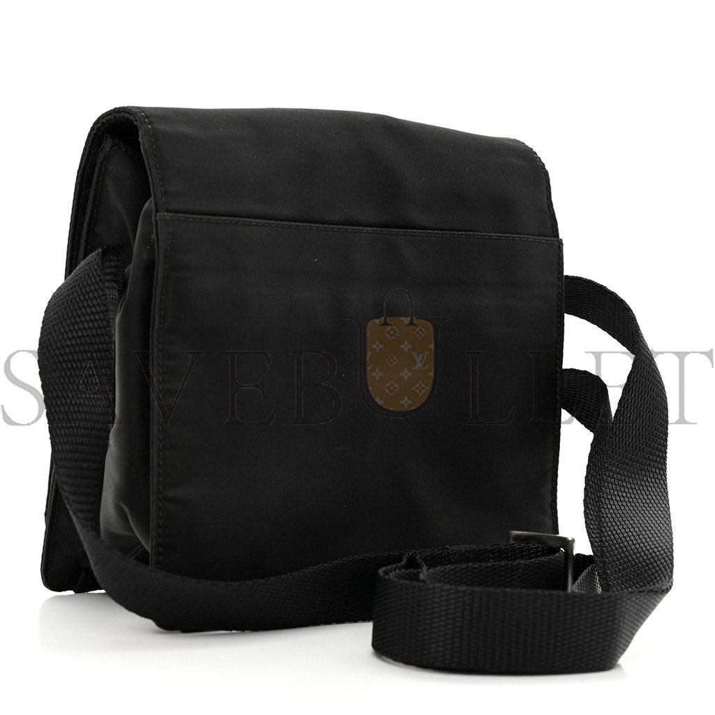 PRADA NYLON FLAP MESSENGER BAG BLACK (15*15*8cm) PRADA NYLON FLAP MESSENGER BAG BLACK (15*15*8cm)