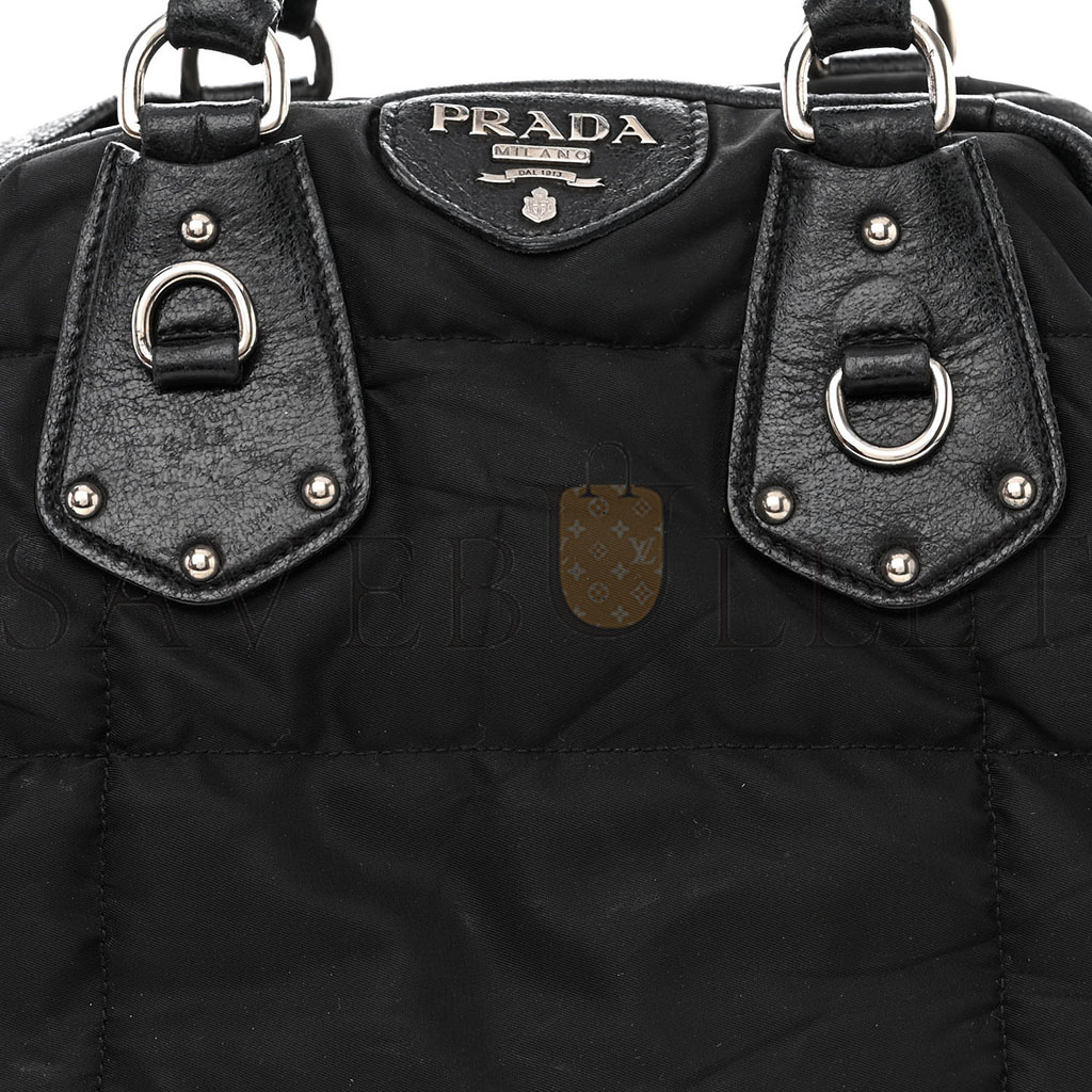 PRADA NYLON QUILTED 24H SATCHEL BLACK (34*23*16cm) PRADA NYLON QUILTED 24H SATCHEL BLACK (34*23*16cm)